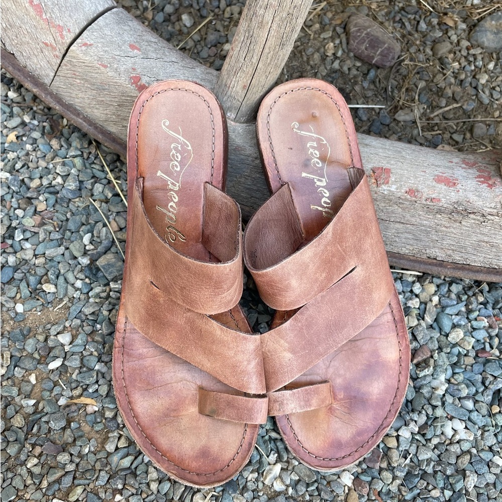 Free People Tan Leather Sandals